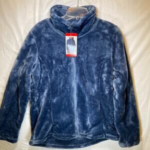 32 Degrees Heat Faux Fur Jacket Blue Women’s Soft Full Zip Plush Coat Medium